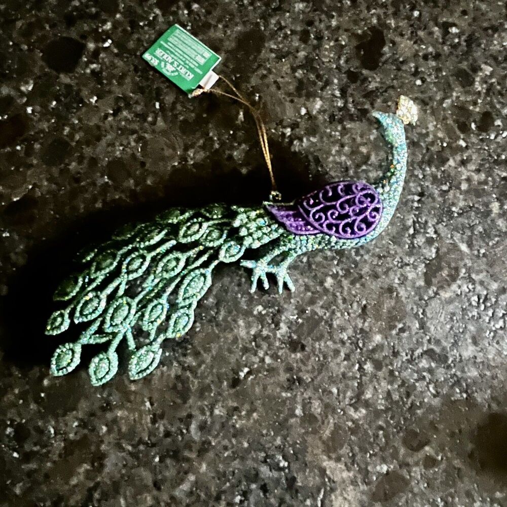Kurt Adler Glitter Peacock Ornament NWT
